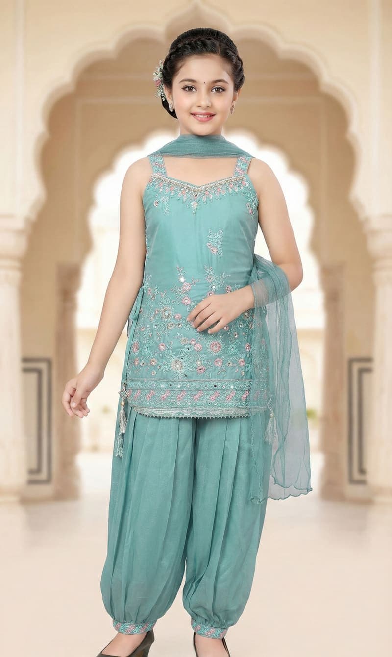 Classic Turquoise Ethnic Gown